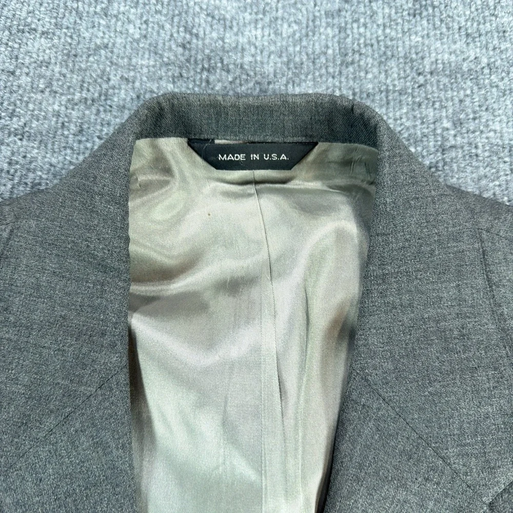 Vintage Nordstrom Mens Gray Virgin Wool Blazer Sport Coat Union Made USA 42R